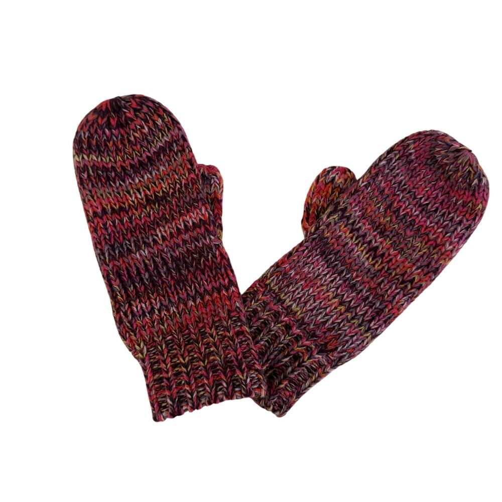 NWT Red Pink Marled Knit Mittens Winter Cozy Y2K
